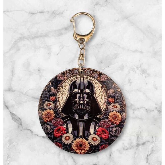 Star Wars Darth Vader Imperial Floral Keychain Bag Clip - Picture 1 of 2
